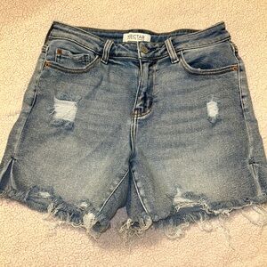 Nectar Women's Distressed Denim Shorts - Light Blue